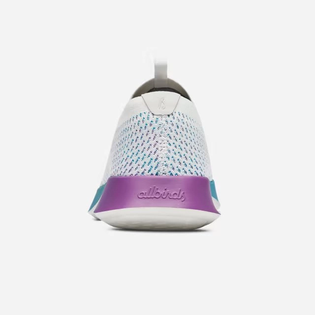 Allbirds Tree Dasher Relay -  Blizzard (Thrive Teal/Lux Purple Sole) sleek everyday shoe design