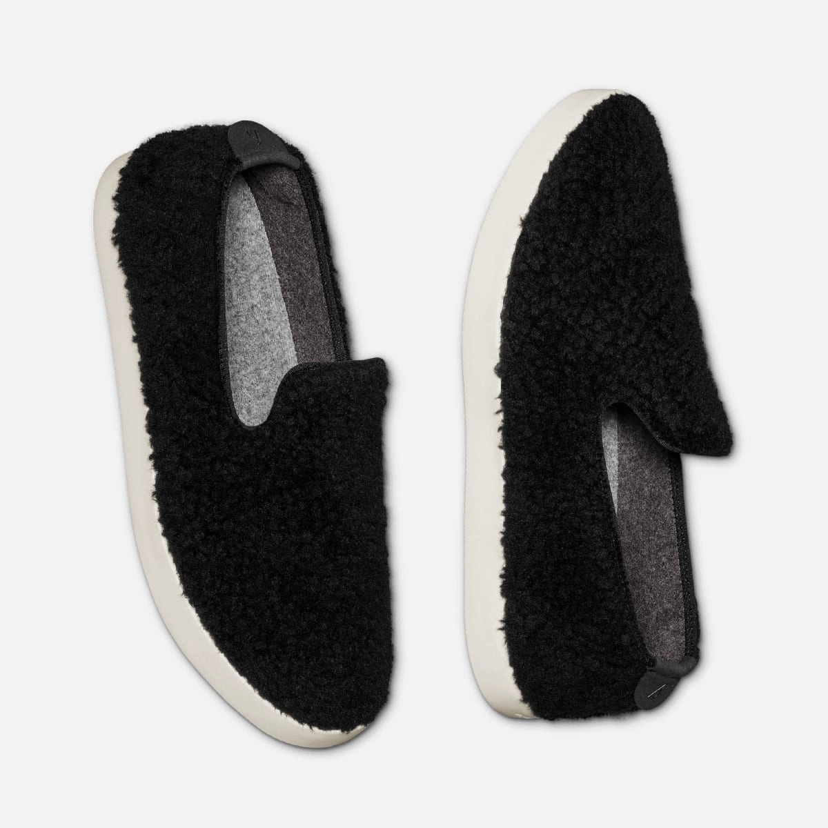 Allbirds Wool Lounger Fluffs- LIMITED EDITION: Natural Black (Cream Sole) sleek everyday shoe design