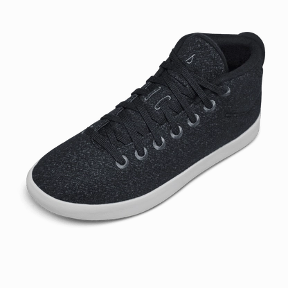 ALLBIRDS Wool Piper Mids - Limited Edition -  Heathered Black (White Sole) sleek everyday shoe design