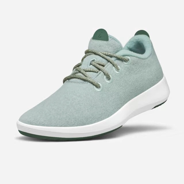 Allbirds Wool Runners Mizzles - CLASSICS: Light Green Color (White Sole) sleek everyday shoe design