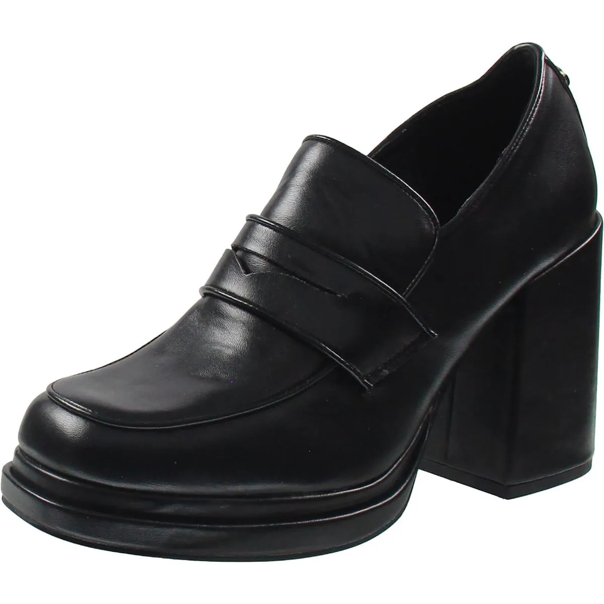 Arlo Womens Embellished Faux Leather Loafer Heels