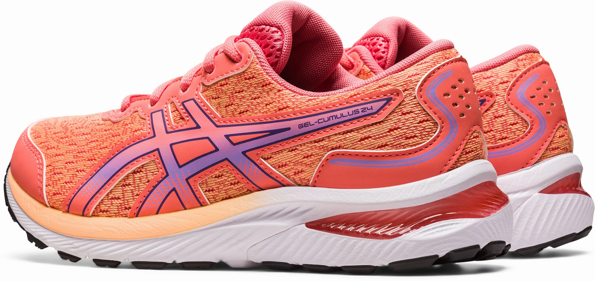 Asics Gel Cumulus 24 GS Junior Running Shoes - Orange Neutral Support Shoes