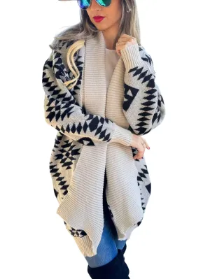 Aztec Love Cardigan In Beige