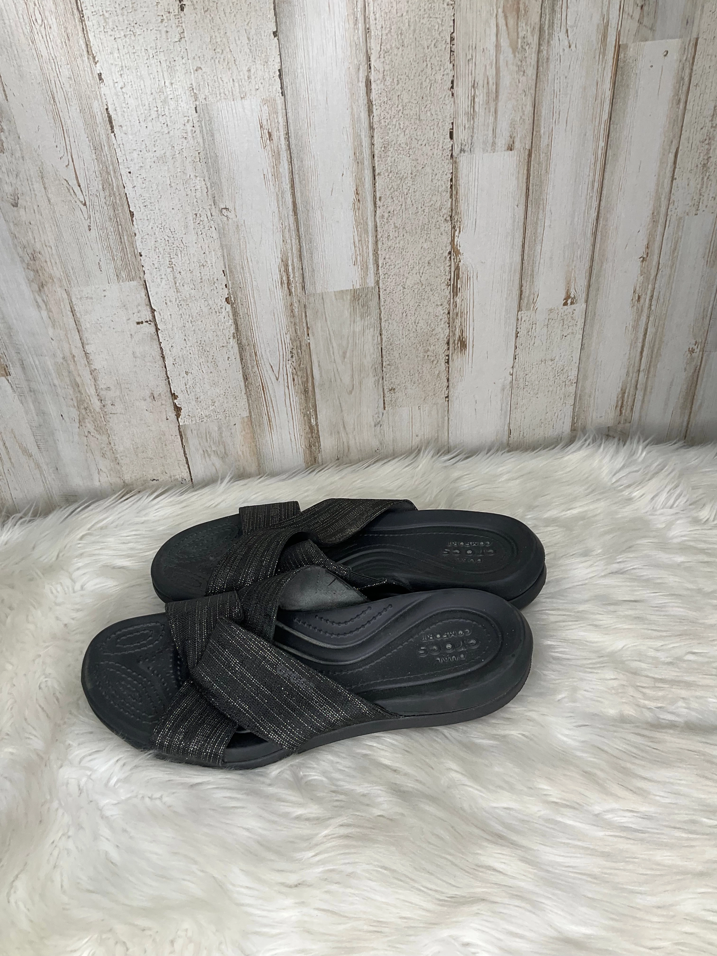 Black Sandals Heels Platform Crocs, Size 9 Lightweight Clogs