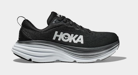 Bondi 8 Mens Running Shoes (Black/White) Trail-ready Hoka hiking shoes