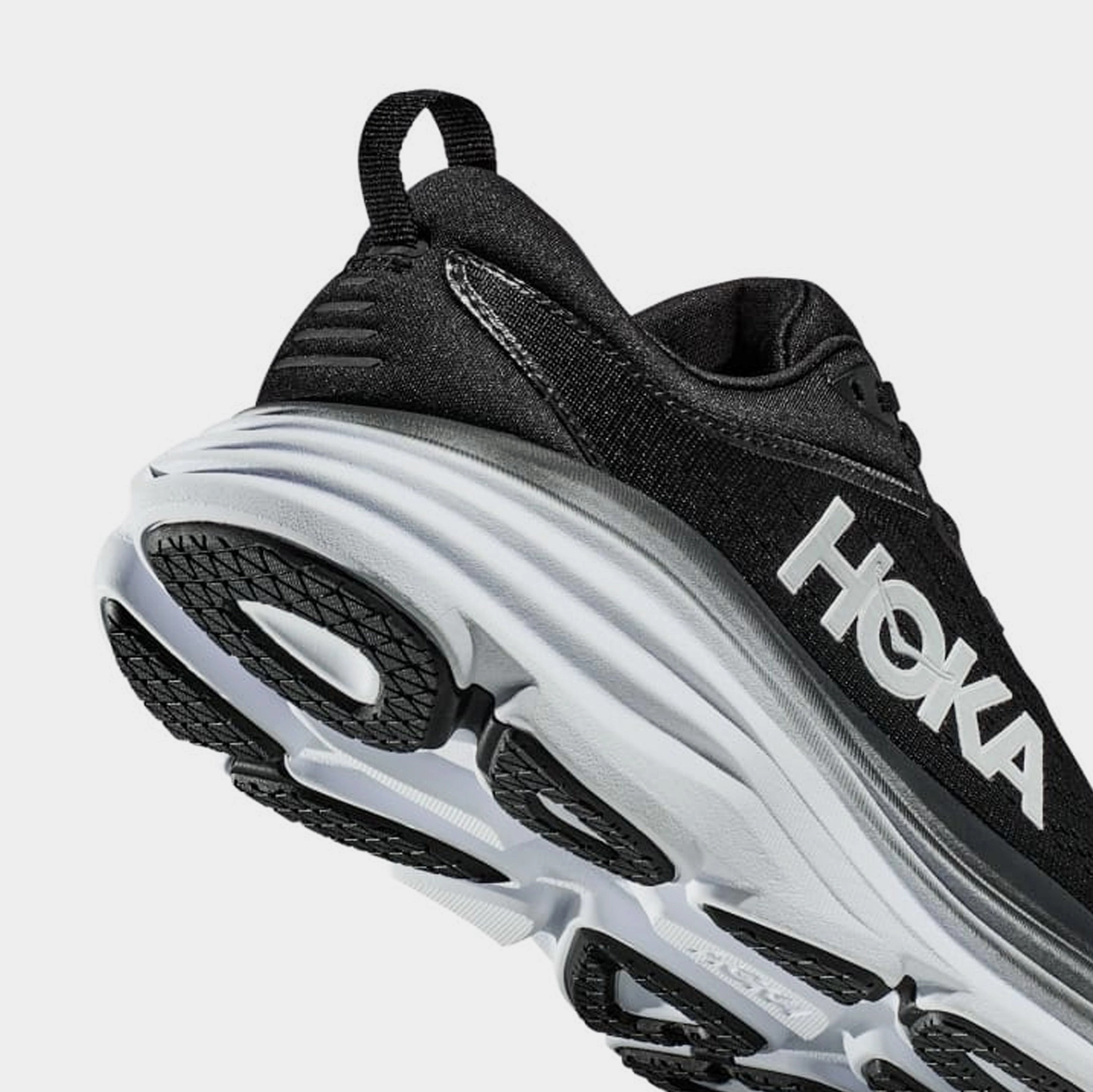 Bondi 8 Mens Running Shoes (Black/White) Trail grip footwear