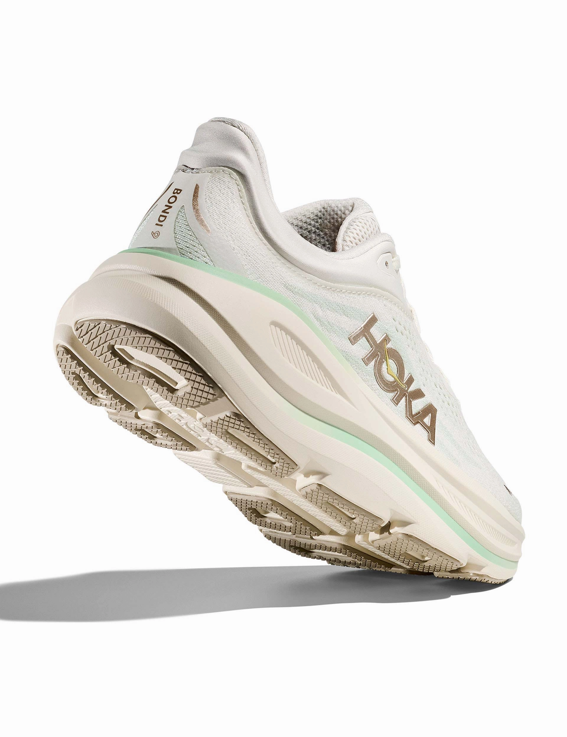 Bondi 9 - Truffle Salt/Sea Glass Hoka trail-ready performance shoes