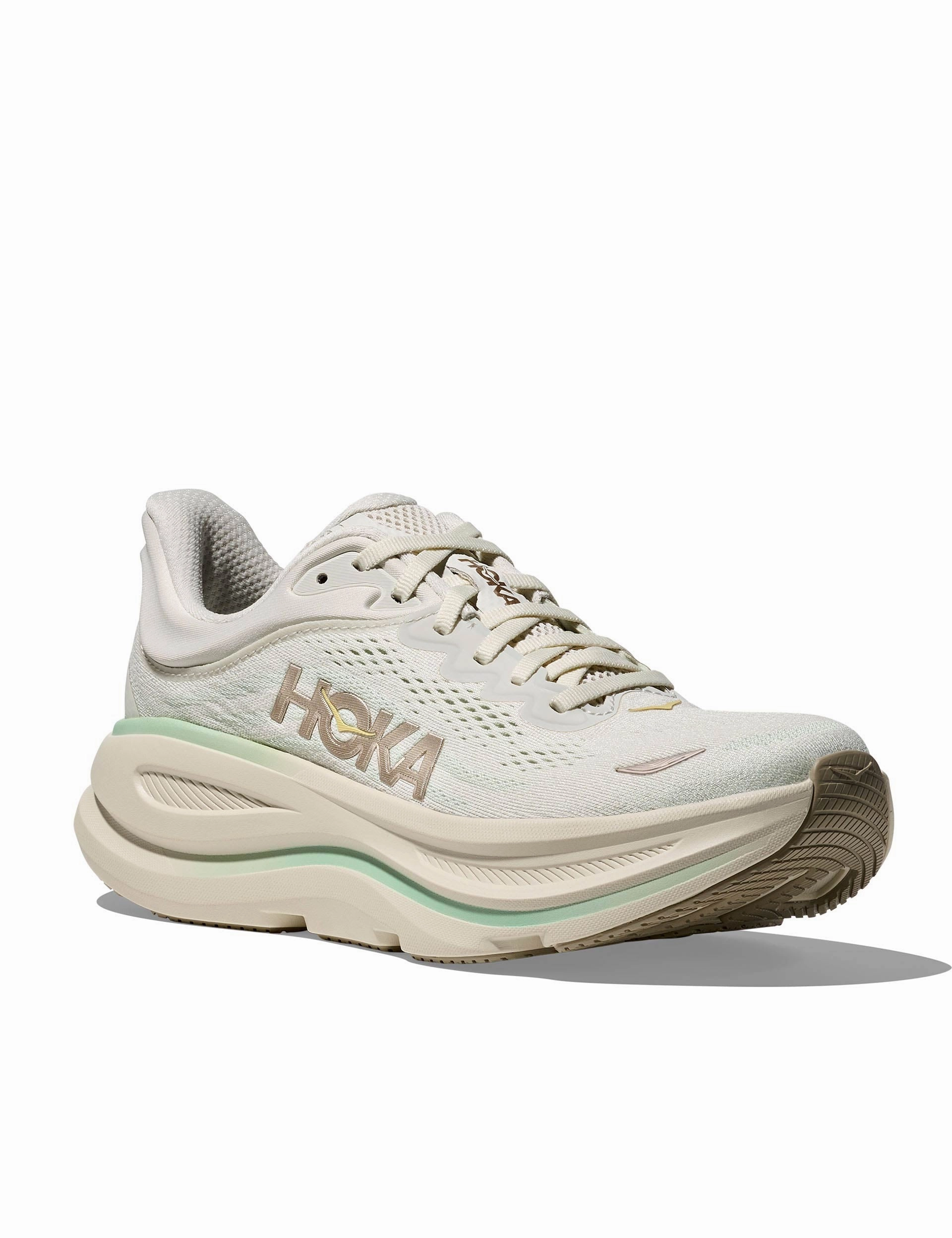 Bondi 9 - Truffle Salt/Sea Glass Hoka trail-ready performance shoes