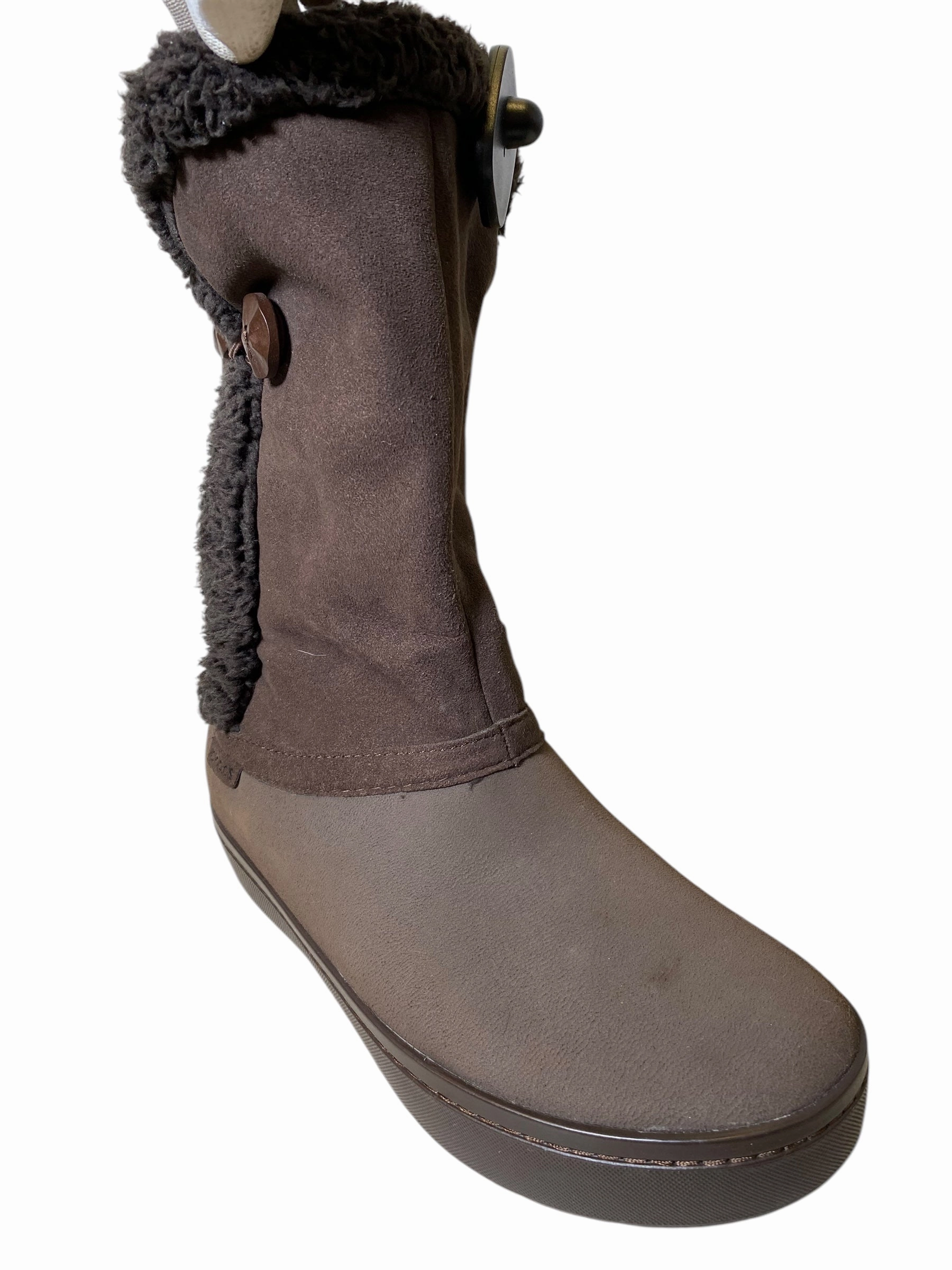 Boots Mid-calf Flats By Crocs In Brown, Size: 9 Lightweight Clogs