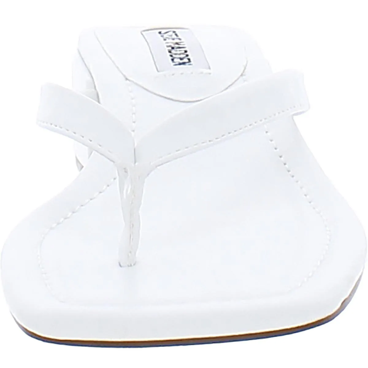 Claudette Womens Faux Leather Thong Block Heels