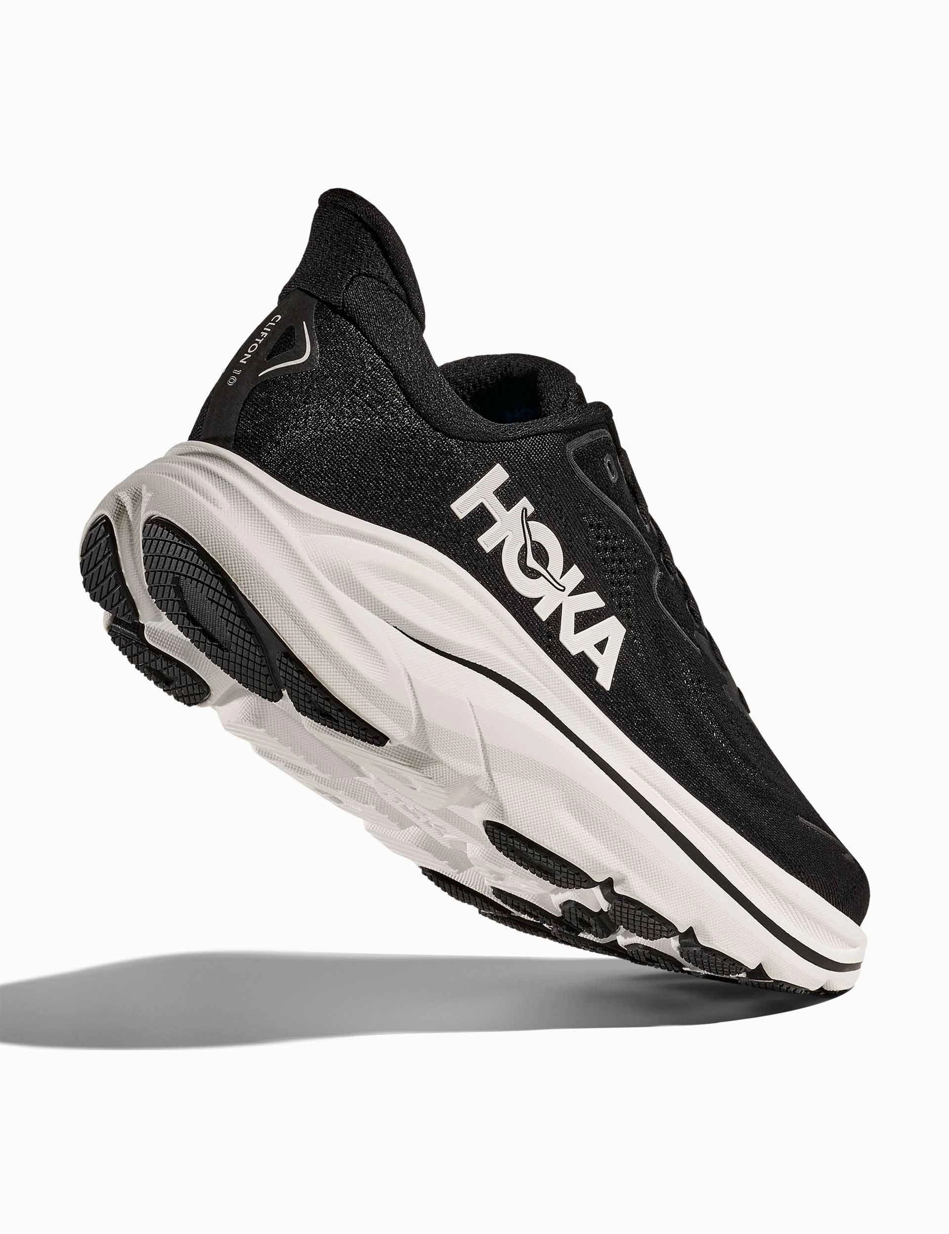 Clifton 10 - Black/White Hoka trail-ready performance shoes