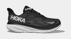 Clifton 9 Mens Running Shoes (Black/White) Trail-ready Hoka hiking shoes