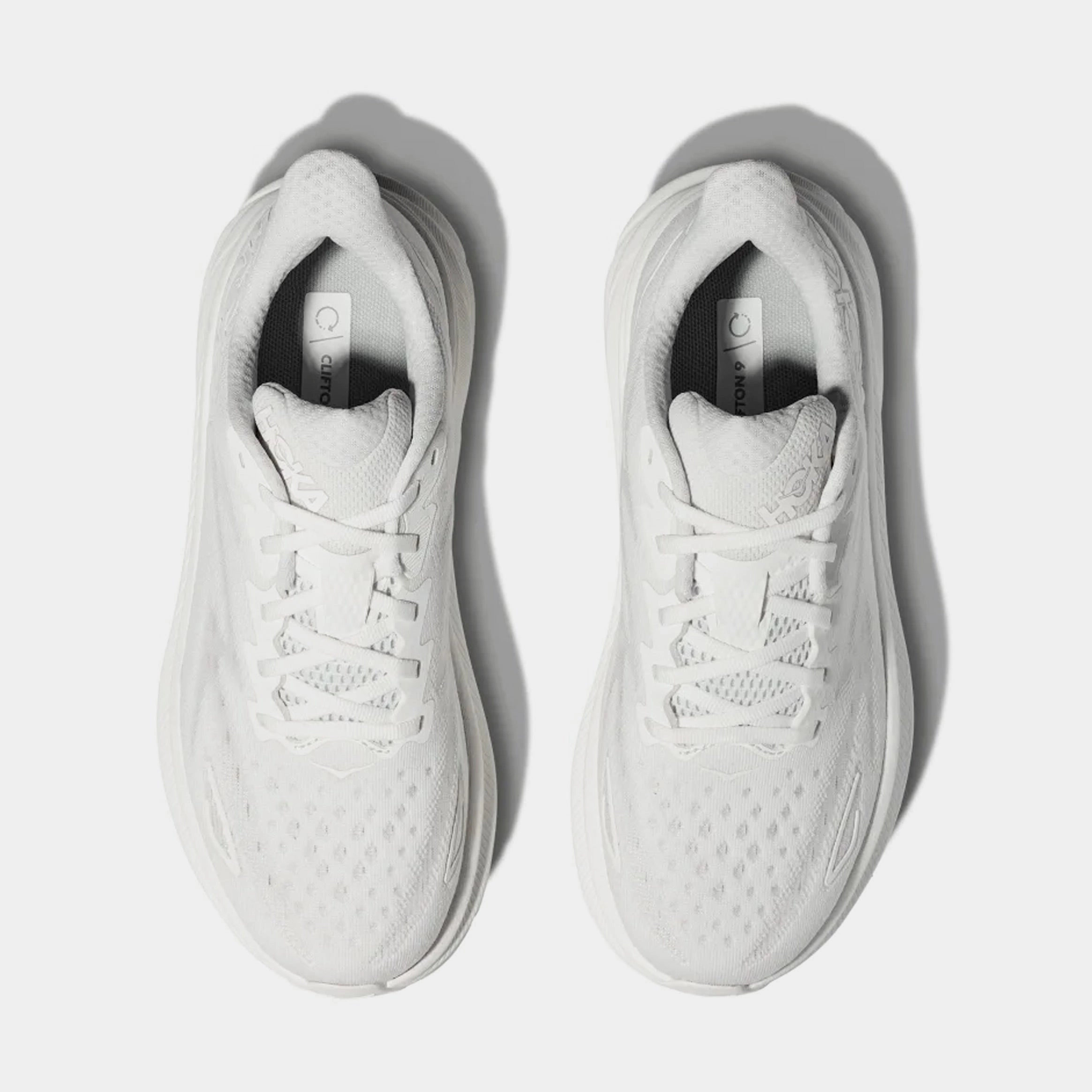 Clifton 9 Womens Running Shoes (White/White) Trail grip footwear