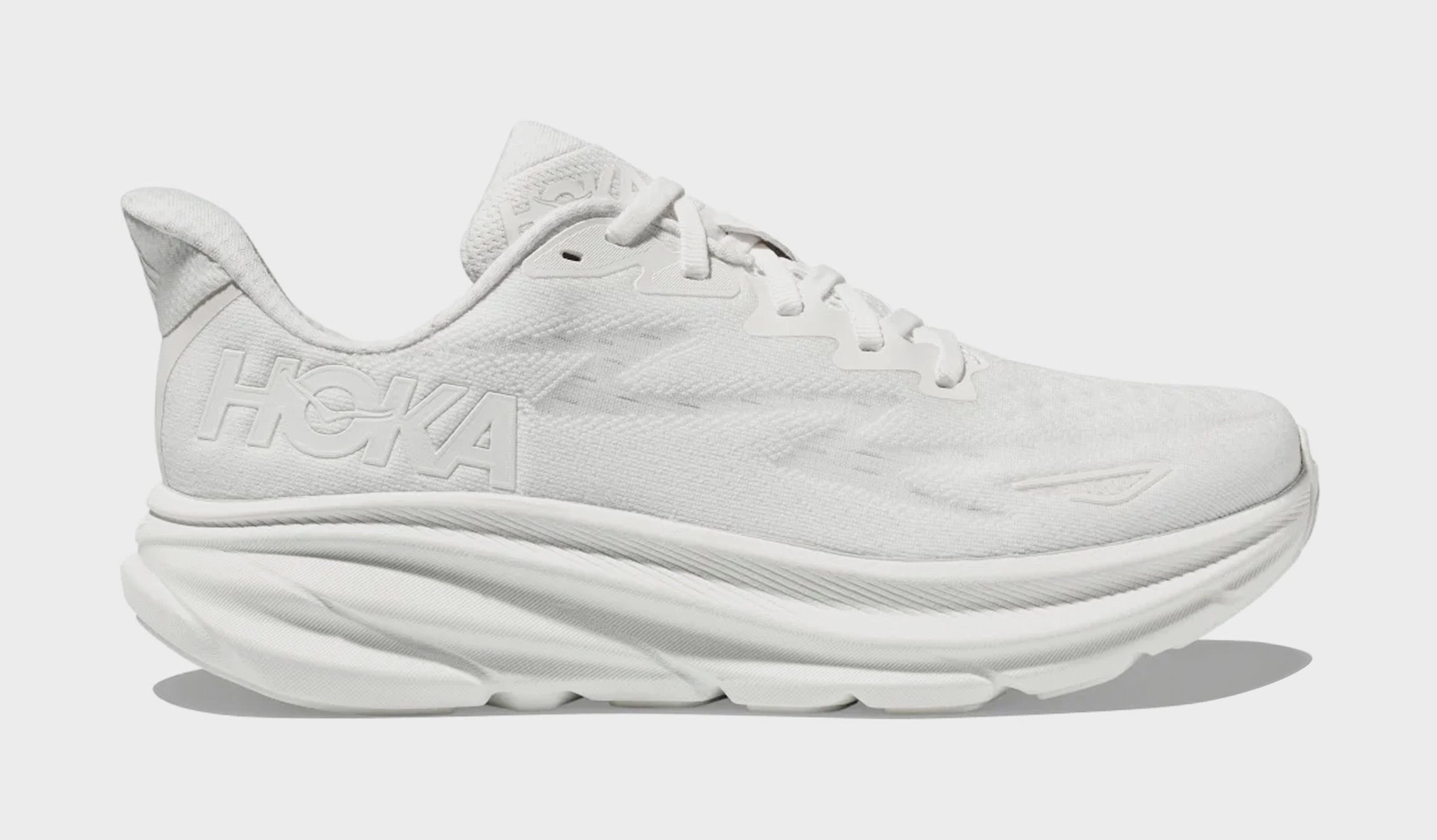 Clifton 9 Womens Running Shoes (White/White) Trail-ready Hoka hiking shoes