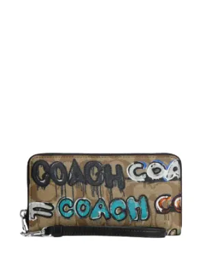 Coach Coach X Mint   Serf Long Zip Around Wallet In Signature Canvas Coach Bags