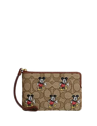Coach Disney X Coach Corner Zip Wristlet In Signature Jacquard With Mickey Mouse Print Coach Bags
