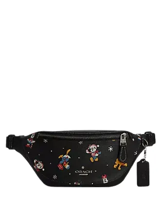 Coach Disney X Coach Warren Mini Belt Bag With Holiday Print Coach Bags