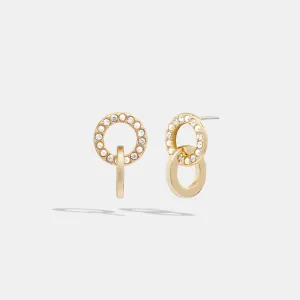 Coach Outlet Interlocking Open Circle Pearl Huggie Earrings COACH Outlet Bags