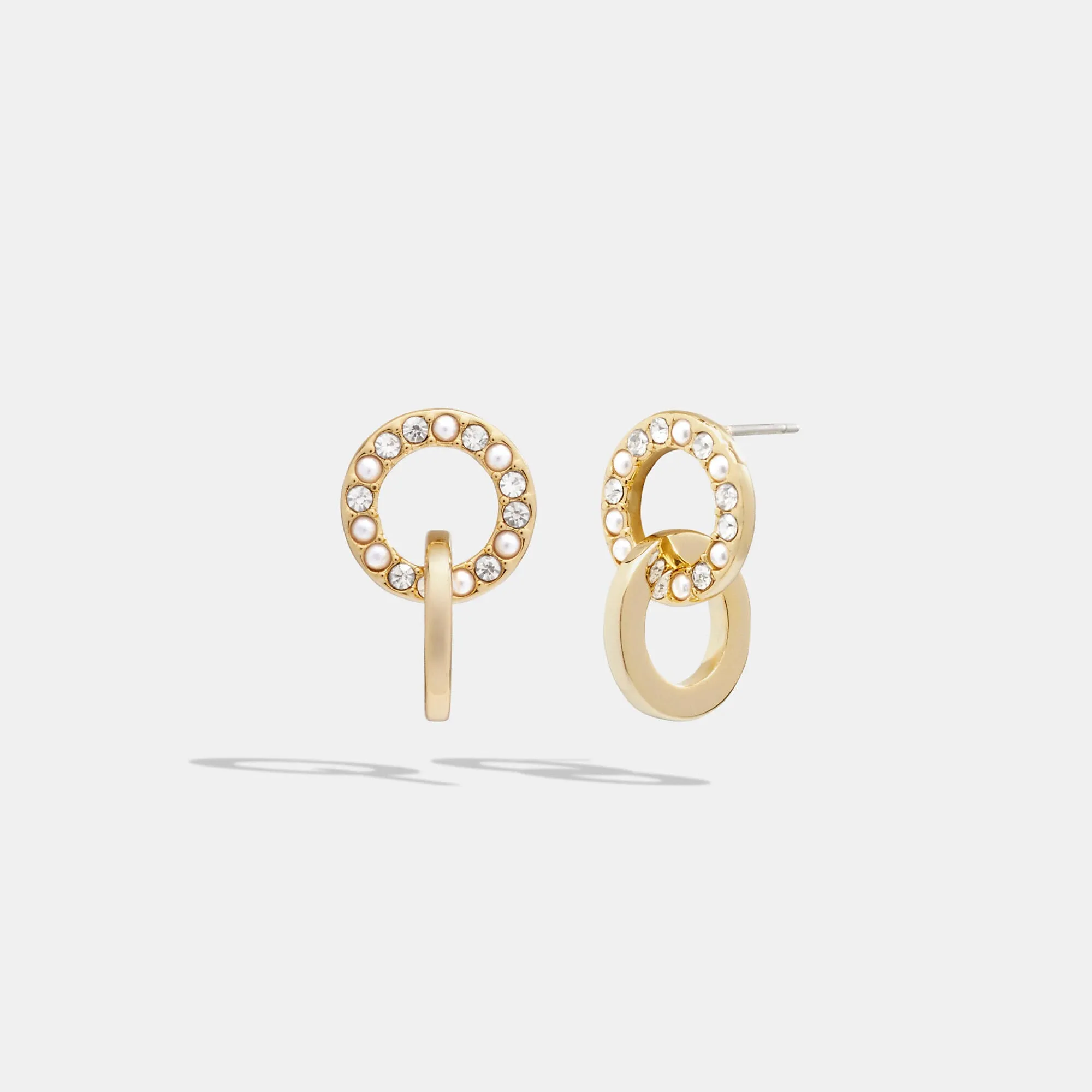 Coach Outlet Interlocking Open Circle Pearl Huggie Earrings COACH Outlet Bags