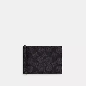 Coach Outlet Slim Money Clip Billfold Wallet In Signature Canvas COACH Outlet Bags