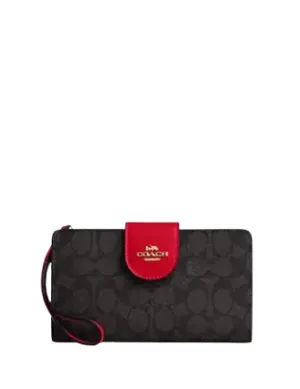 Coach Phone Wallet In Signature Canvas Coach Bags