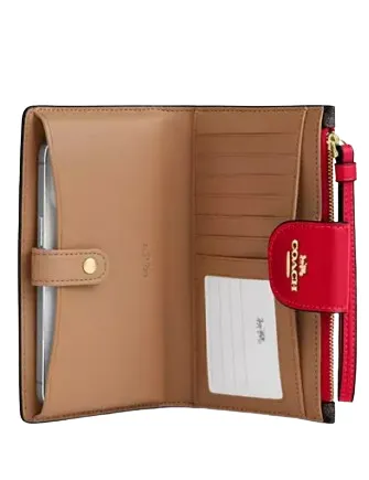 Coach Phone Wallet In Signature Canvas Coach Bags