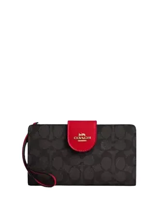 Coach Phone Wallet In Signature Canvas Coach Bags