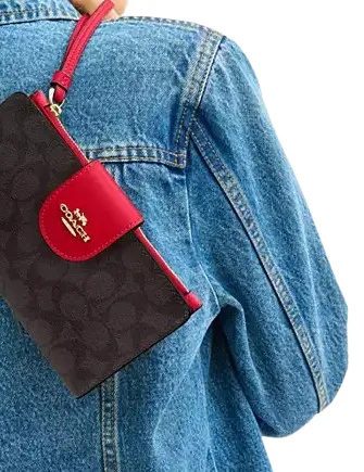 Coach Phone Wallet In Signature Canvas Coach Bags