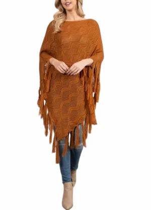 Desert Love Poncho In Rust