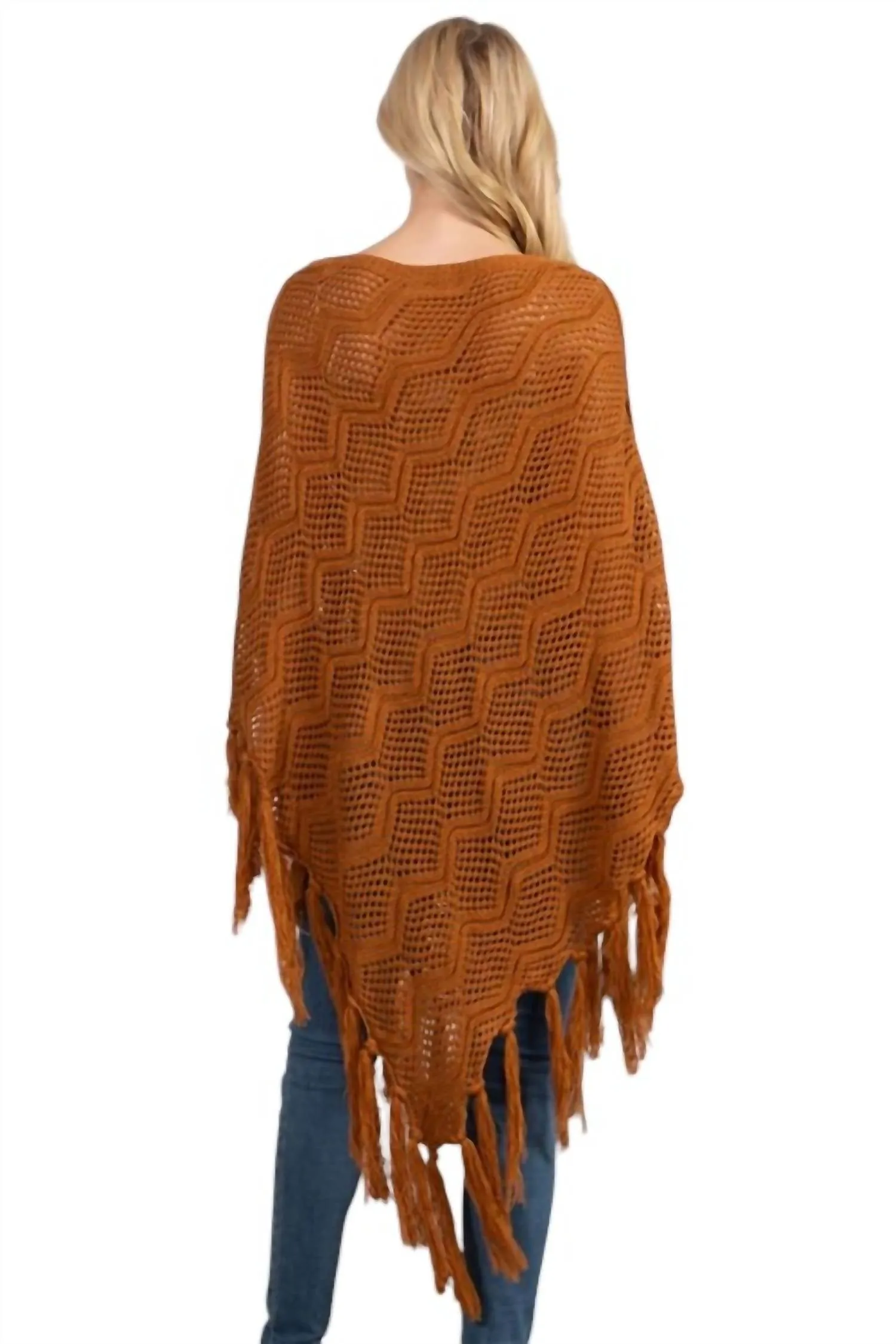 Desert Love Poncho In Rust