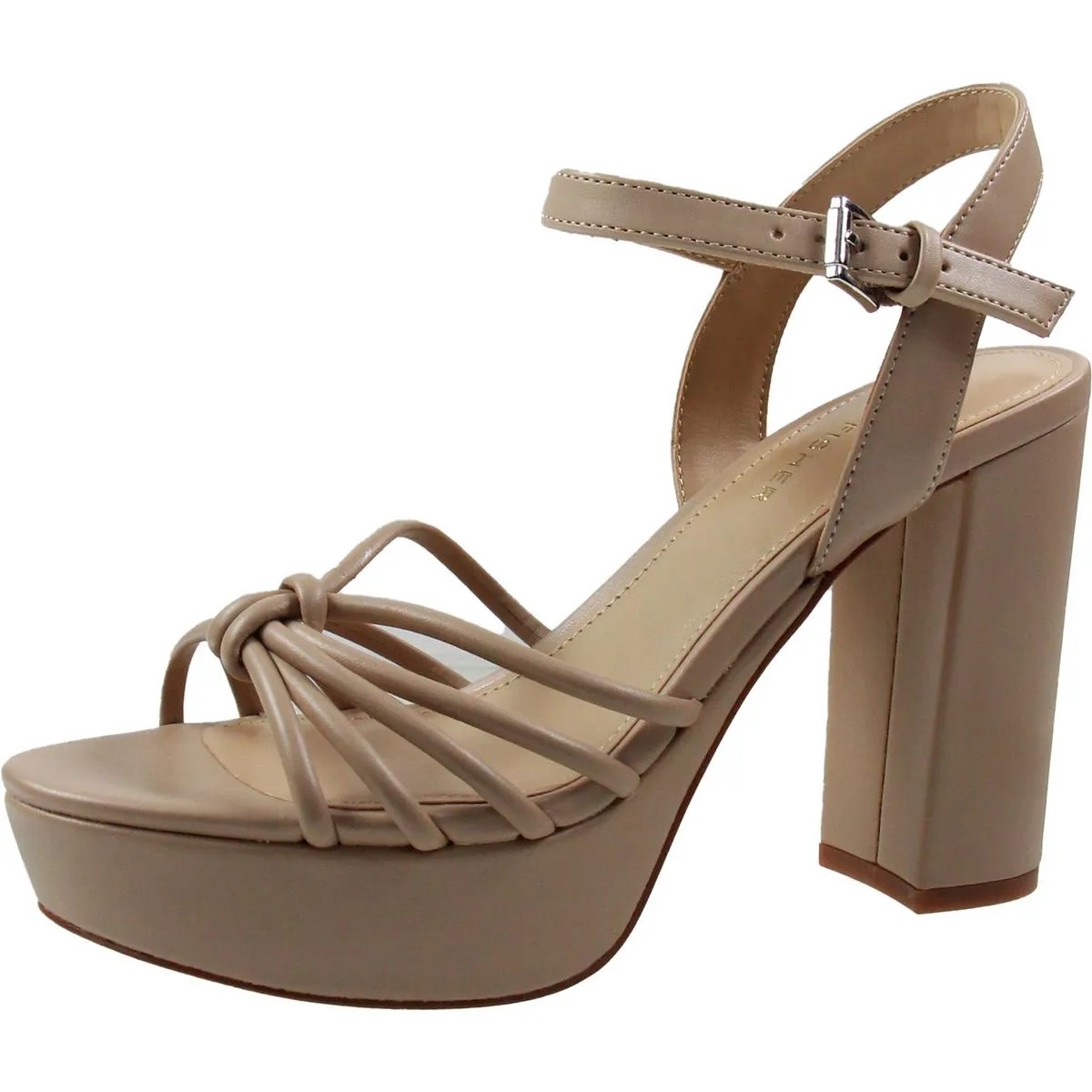 Dessa Womens Strappy Faux Leather Platform Heels