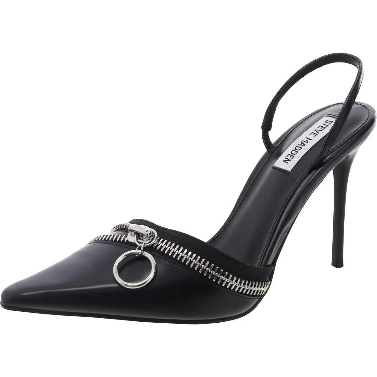 Dipper Womens Zipper Patent Leather Slingback Heels