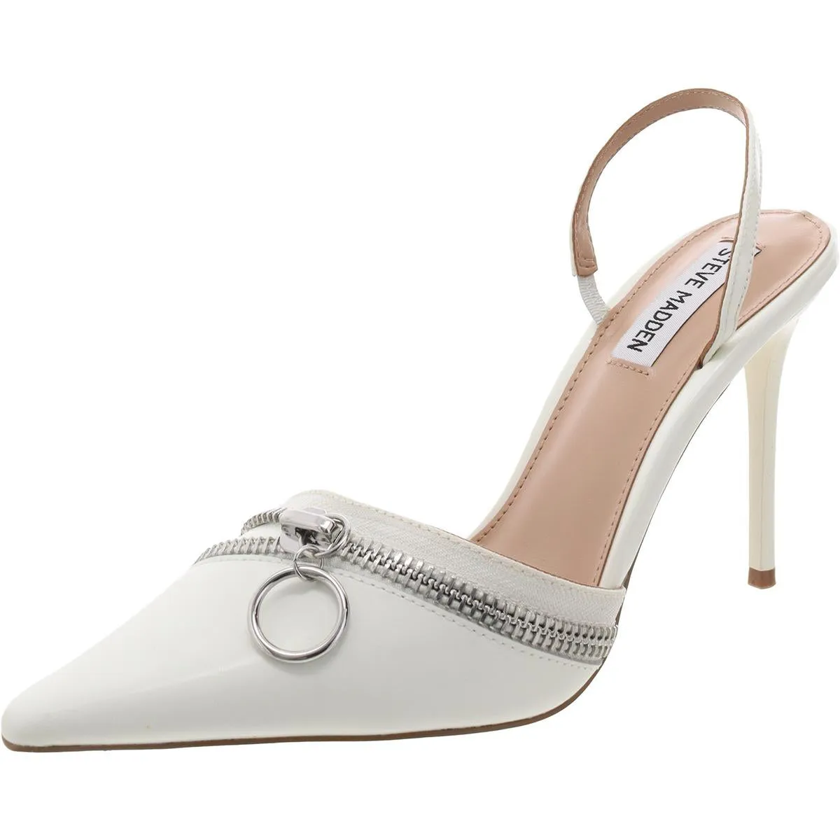 Dipper Womens Zipper Patent Leather Slingback Heels