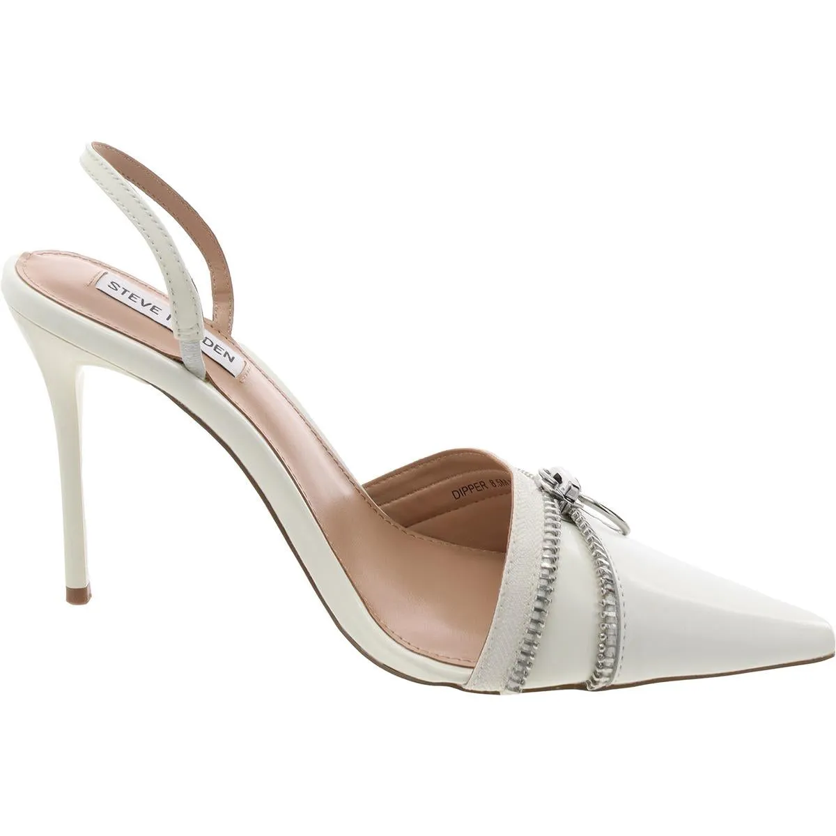 Dipper Womens Zipper Patent Leather Slingback Heels