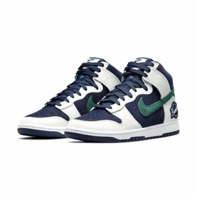 Dunk Hi Premium College Navy Noble Green Nike training shoes with flexible soles