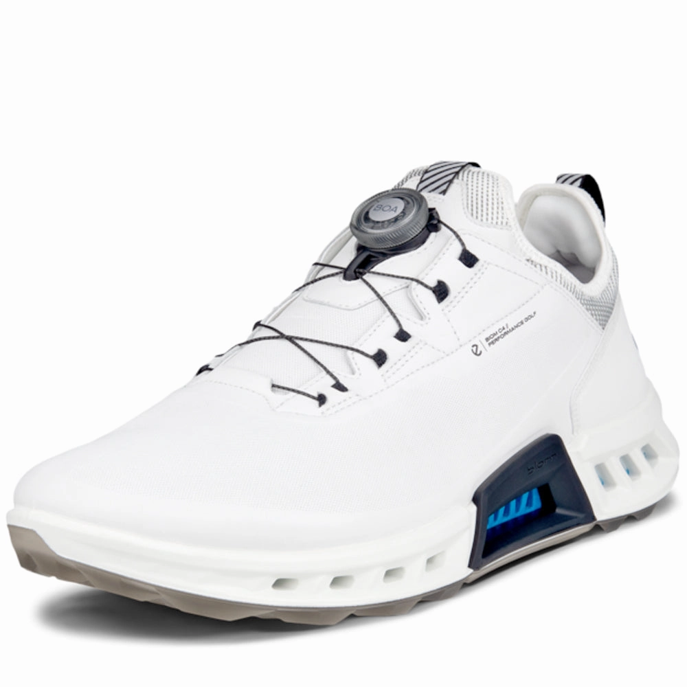 ECCO Biom C4 Gore-Tex BOA Spikeless Waterproof Shoes - White/Black Golf Course Performance