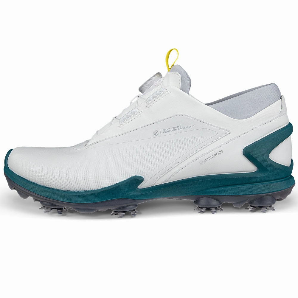 ECCO BIOM Tour BOA Spiked Waterproof Shoes - White Golf Course Performance