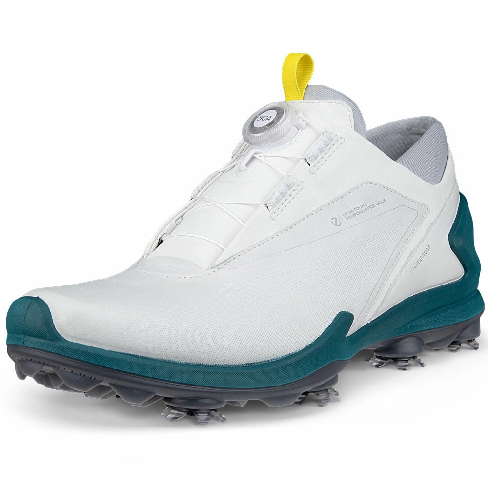 ECCO BIOM Tour BOA Spiked Waterproof Shoes - White Golf Course Performance