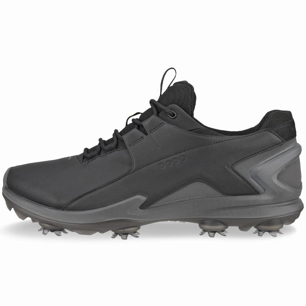 ECCO Biom Tour Gore-Tex Waterproof Spiked Shoes - Black Golf Course Performance