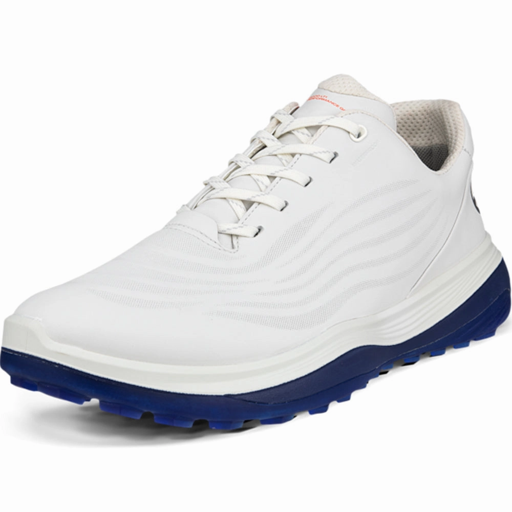 ECCO Golf Lt1 Spikeless Waterproof Shoes - White/Blue Golf Course Performance