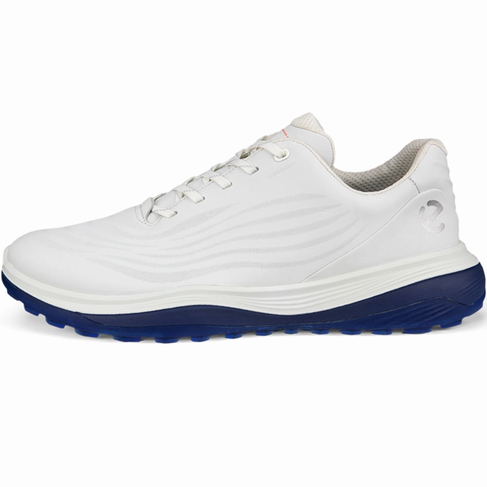 ECCO Golf Lt1 Spikeless Waterproof Shoes - White/Blue Golf Course Performance