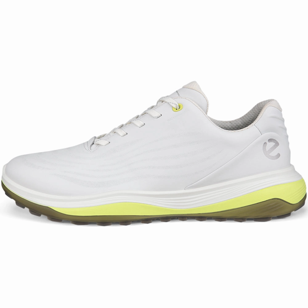 ECCO Golf Lt1 Spikeless Waterproof Shoes - White/Yellow Golf Course Performance