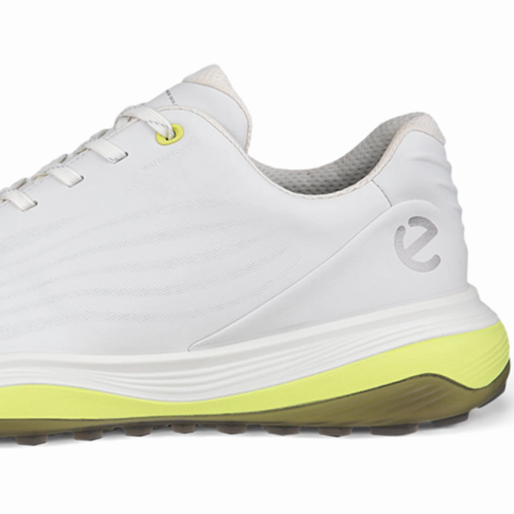 ECCO Golf Lt1 Spikeless Waterproof Shoes - White/Yellow Golf Course Performance