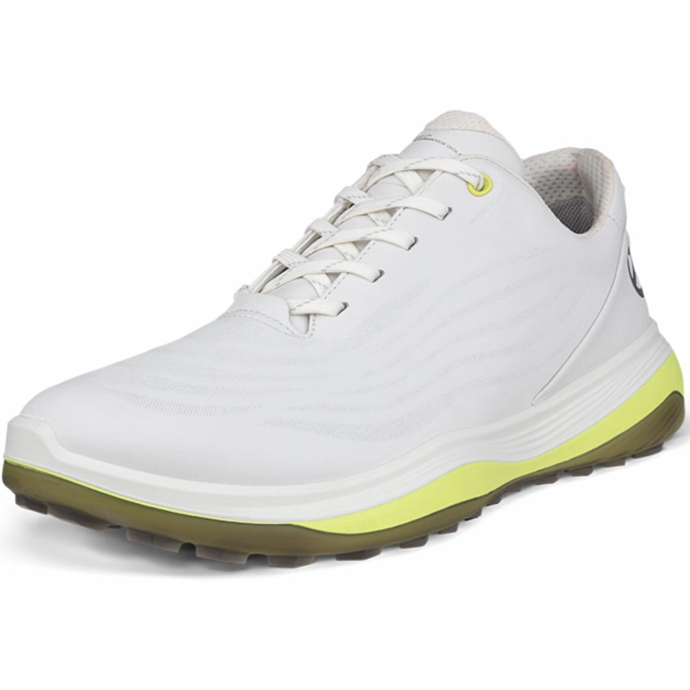 ECCO Golf Lt1 Spikeless Waterproof Shoes - White/Yellow Golf Course Performance