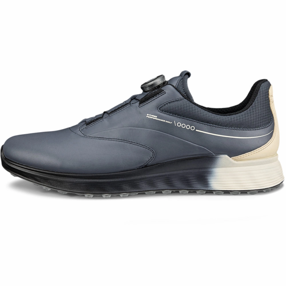 ECCO Golf S-three Boa Spikeless Waterproof Shoes - Ombre/Sand Golf Course Performance
