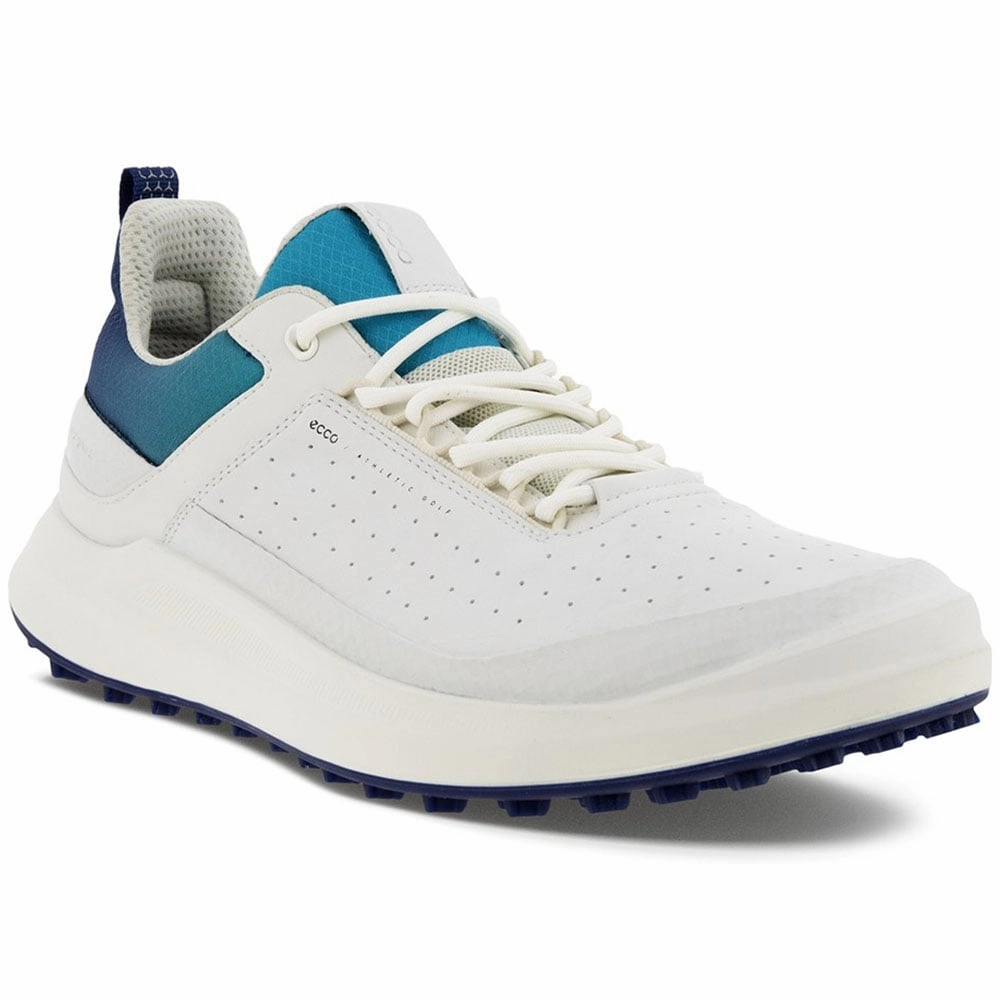 ECCO M Core Spikeless Shoes - White/White/Blue Depths/Caribbean Golf Course Performance