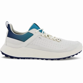 ECCO M Core Spikeless Shoes - White/White/Blue Depths/Caribbean Ecco golf shoe options