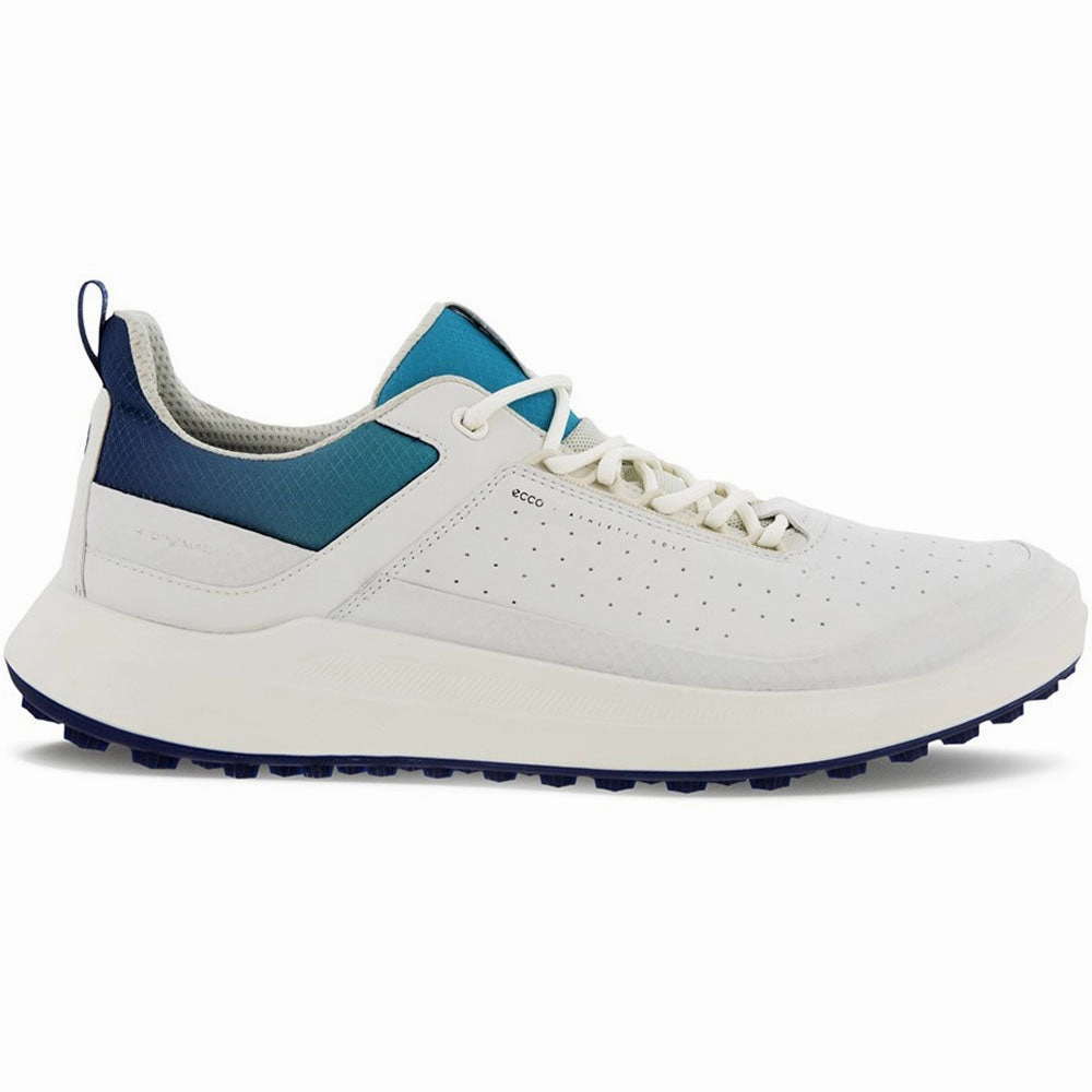 ECCO M Core Spikeless Shoes - White/White/Blue Depths/Caribbean Ecco golf shoe options