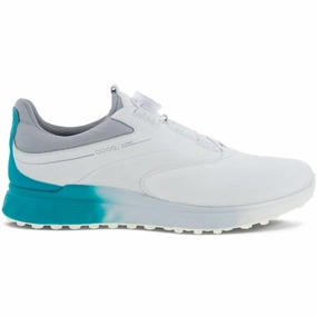 ECCO S-Three BOA Gore-Tex Spikeless Waterproof Shoes - White/Caribbean/Concrete Ecco golf shoe options