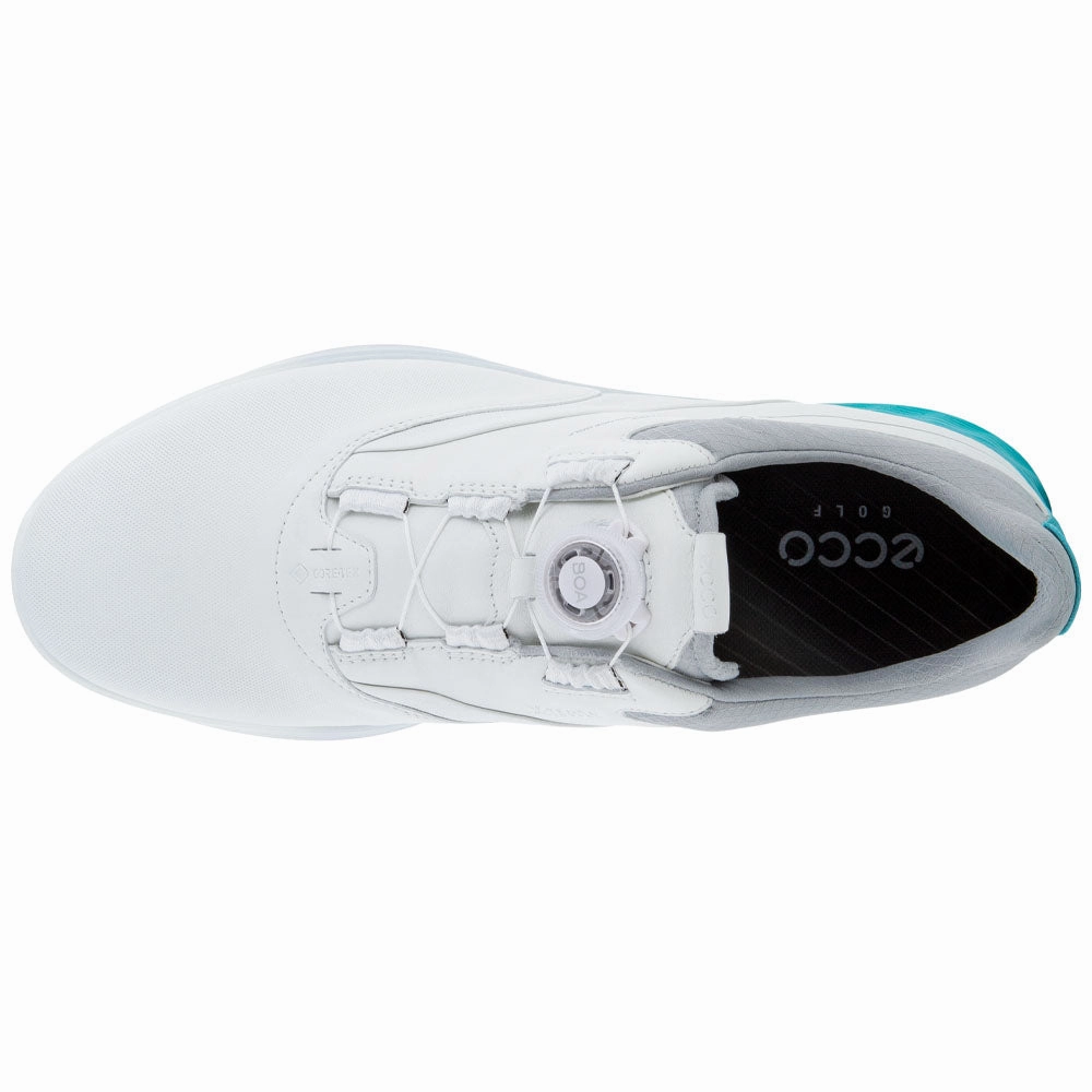 ECCO S-Three BOA Gore-Tex Spikeless Waterproof Shoes - White/Caribbean/Concrete Golf Course Performance